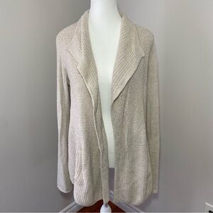 Barefoot Dreams Open-Front Cream Knit Cardigan Small